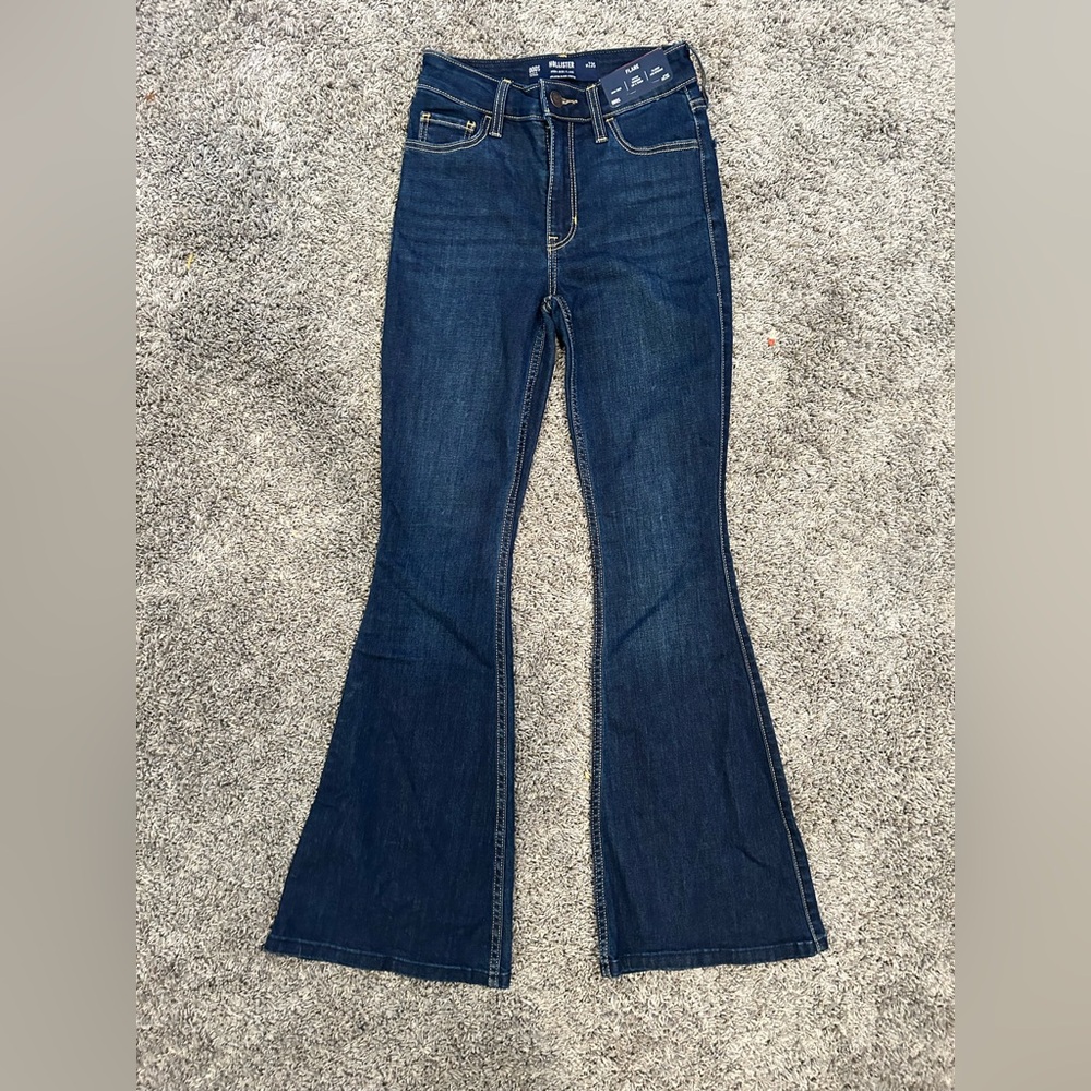Hollister High-Rise Dark Wash Flare Jeans 000S